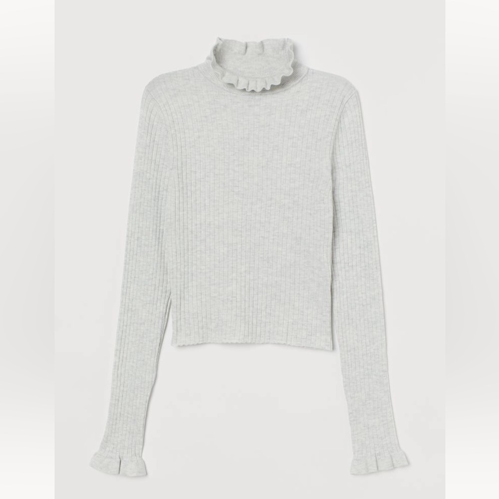 H&M Ruffle Neck & Sleeve Top